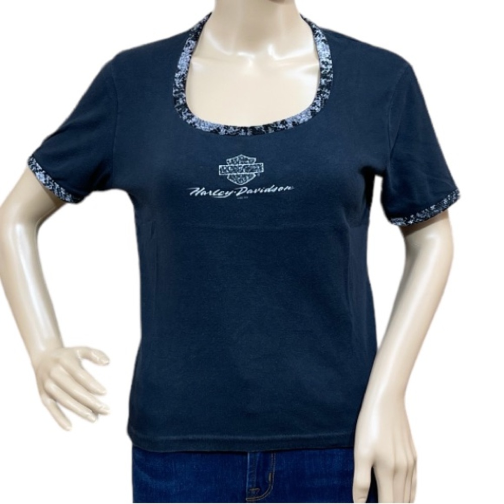 HARLEY-DAVIDSON Vintage Black Short Sleeve Women’s Crop Top Size Medium
